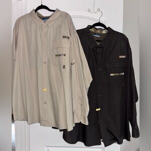 Columbia Tan and Chocolate Brown long sleeve button up Bundle…size 4X😀